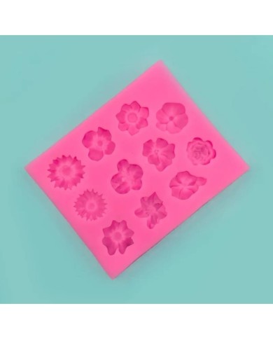 11'li Çiçek Polimer Kil - Mum Silikon Kalıp - Kod:1211