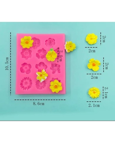 11'li Çiçek Polimer Kil - Mum Silikon Kalıp - Kod:1211