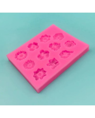 11'li Çiçek Polimer Kil - Mum Silikon Kalıp - Kod:1211