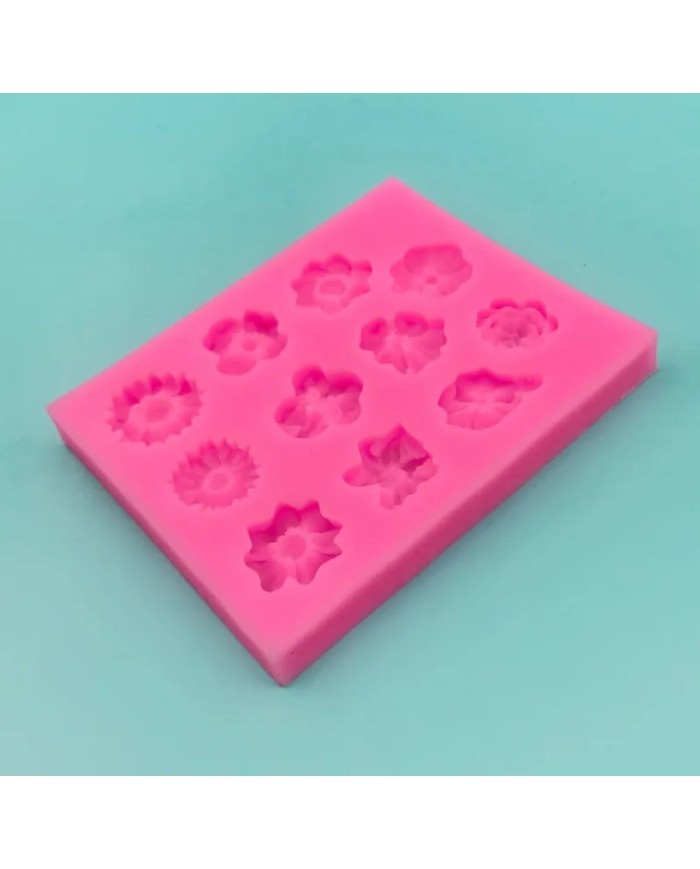 11'li Çiçek Polimer Kil - Mum Silikon Kalıp - Kod:1211