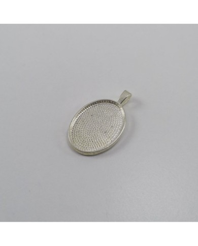 Metal Kolye Ucu - Oval - Gümüş 1 Adet