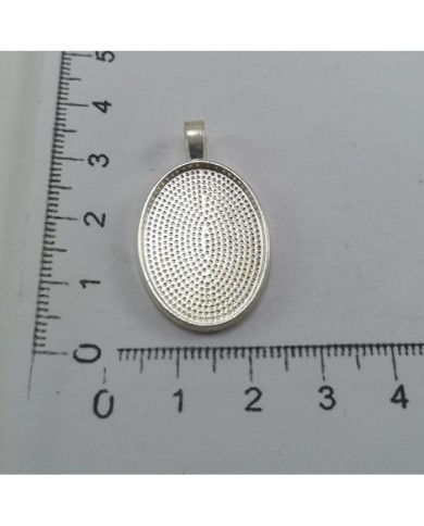 Metal Kolye Ucu - Oval - Gümüş 1 Adet