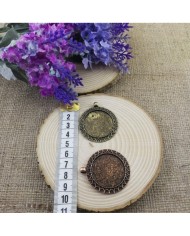 Kolye Ucu - Kenarı Şekilli Eskitme Yuvarlak Bakır