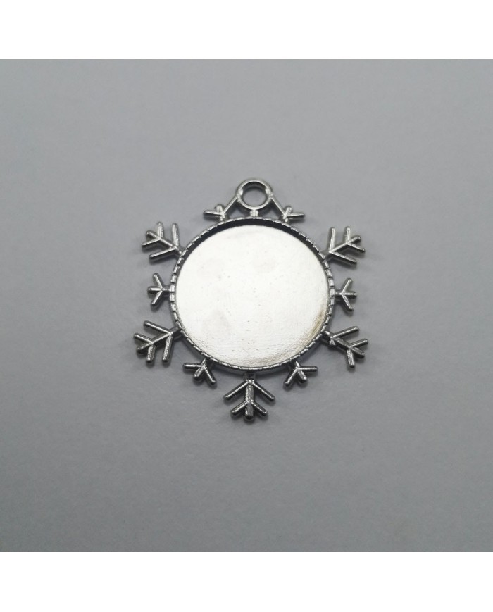 Metal Kolye Ucu - Kar Tanesi 1 Adet Gümüş
