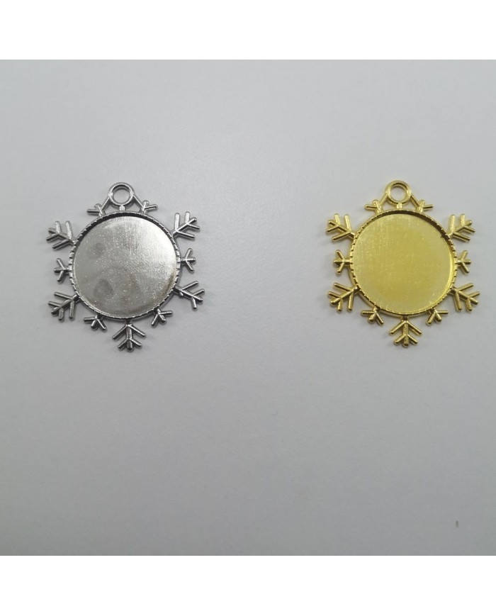 Metal Kolye Ucu - Kar Tanesi 1 Adet Gold