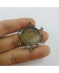 Metal Kolye Ucu - Kar Tanesi 1 Adet Antik Sarı