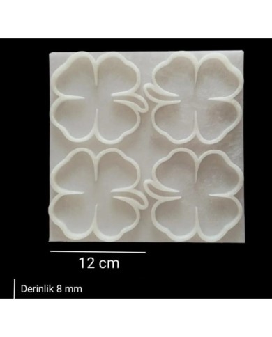 5 Adet Dörtlü Yonca Bardak Altlığı Kalıbı - Hobi Silikon Kalıbı -Kod:Sn45