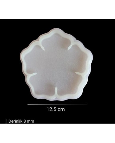 5 Adet 12,5cm - Çiçek Model Bardak Altı Kalıbı