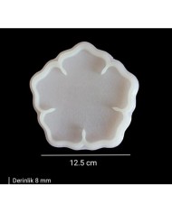5 Adet 12,5cm - Çiçek Model Bardak Altı Kalıbı