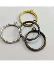 Yuvarlak Üstten Kulplu  Reçine Metal Kolye Ucu - Antik Sarı