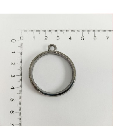 Yuvarlak Üstten Kulplu  Reçine Metal Kolye Ucu - Antik Sarı