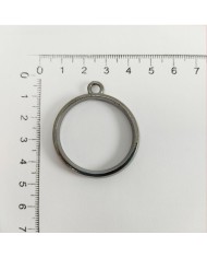 Yuvarlak Üstten Kulplu  Reçine Metal Kolye Ucu - Antik Sarı