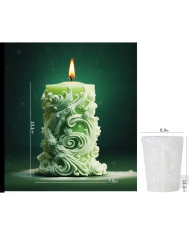 Fransız dantel Çiçek Desenli Mum Silikon Kalıbı - Kod:1175