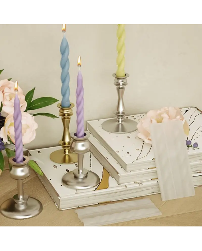 Pimli Örgü Şamdan Mum Kalıbı - Hobi Silikon Kalıbı -Kod:1115