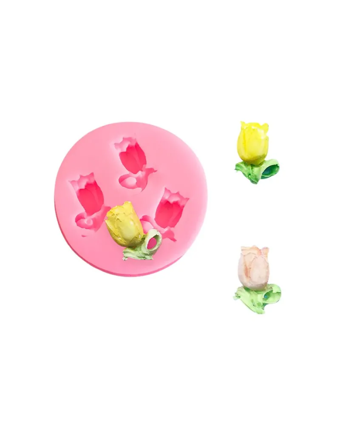 3 Küçük Lale Silikon Kalıp - Hobi Silikon Kalıbı -Kod:1133