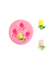 3 Küçük Lale Silikon Kalıp - Hobi Silikon Kalıbı -Kod:1133