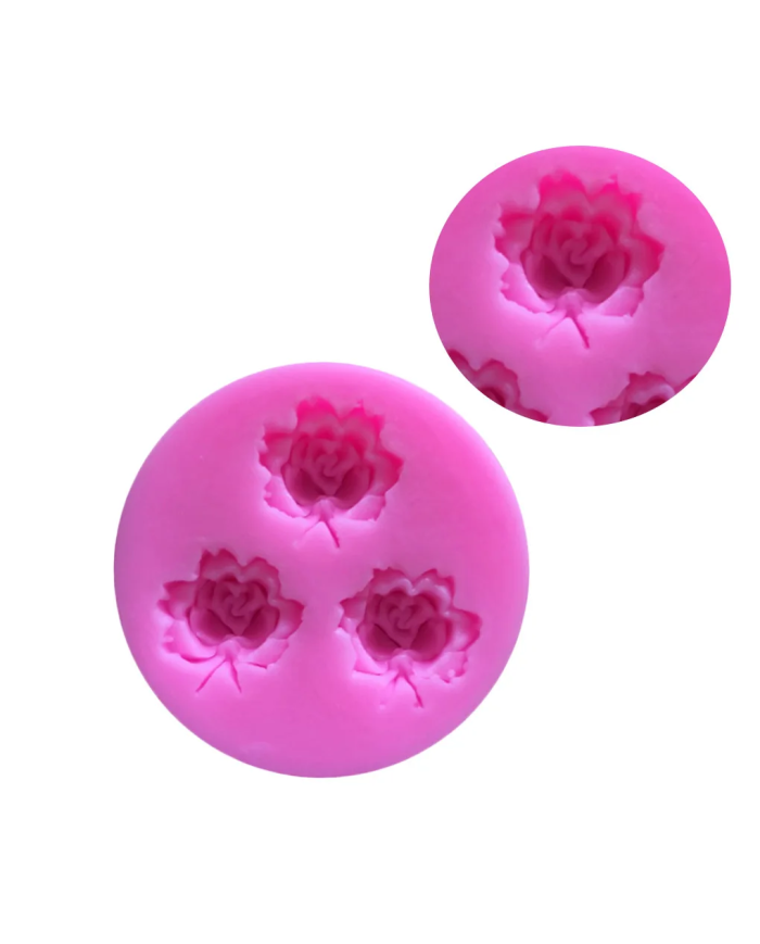 3D Gül Çiçek Desenli Silikon Kalıp - Hobi Silikon Kalıbı -Kod:1134