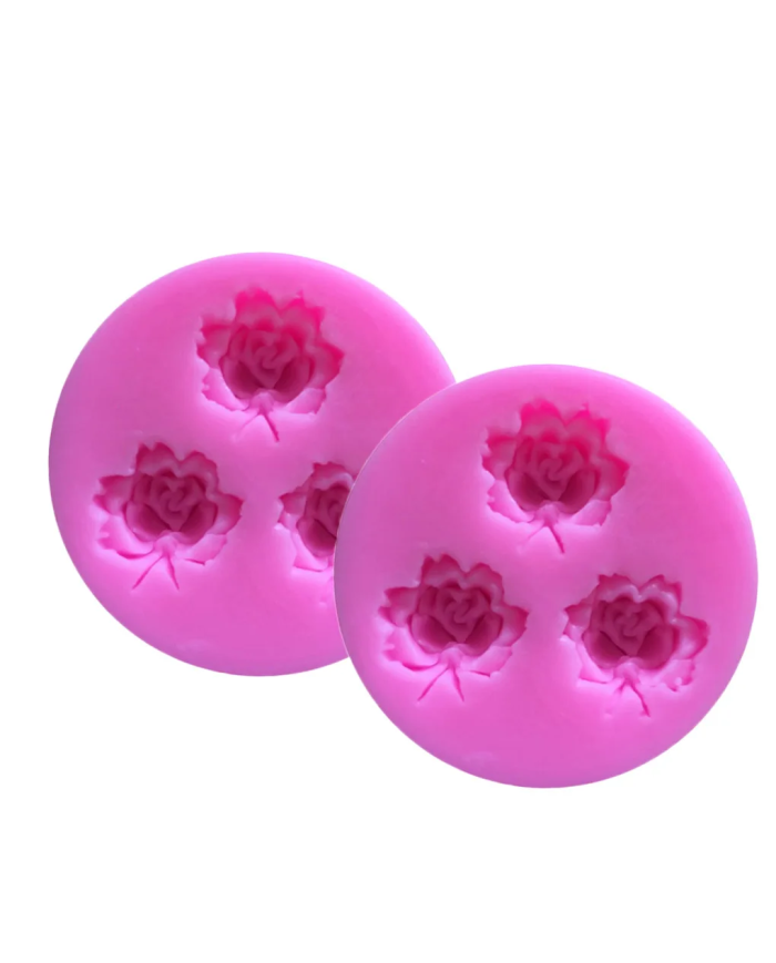 3D Gül Çiçek Desenli Silikon Kalıp - Hobi Silikon Kalıbı -Kod:1134