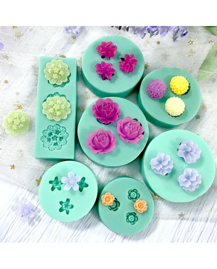 Mini Çiçekler Serisi Silikon Kalıp - Hobi Silikon Kalıbı -Kod:1135
