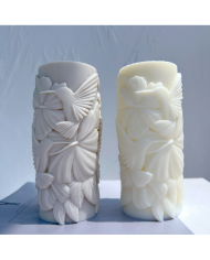 Silindir Çiçekli Kuş Mum Hobi Silikon Kalıbı - Kod: 1149