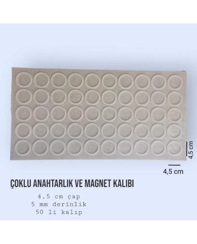 Çoklu 4,5 cm Silikon Epoksi Reçine Magnet Kalıbı  ( 50'li ) 2.kalite