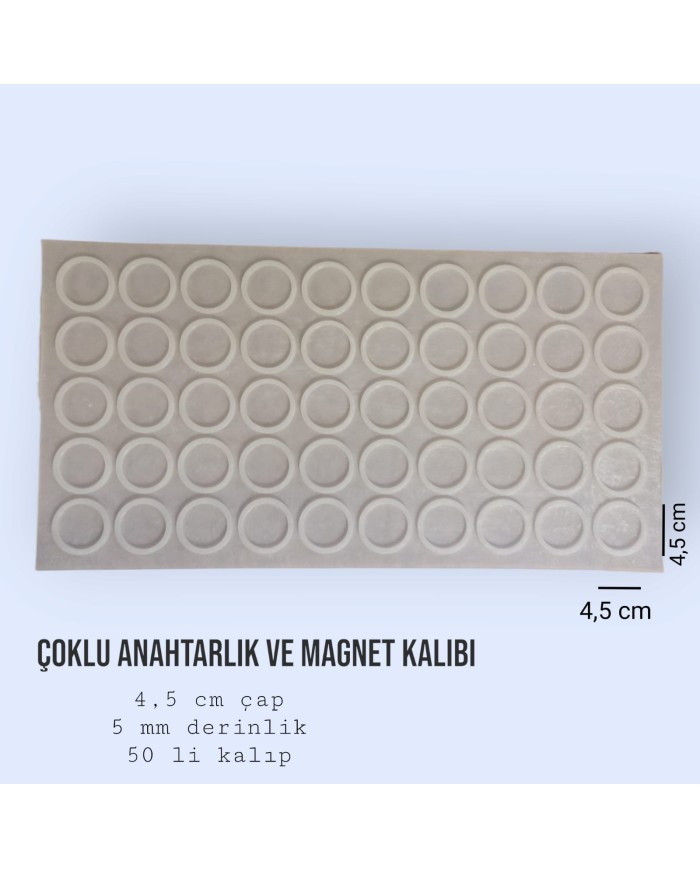 Çoklu 4,5 cm Silikon Epoksi Reçine Magnet Kalıbı  ( 50'li ) 2.kalite