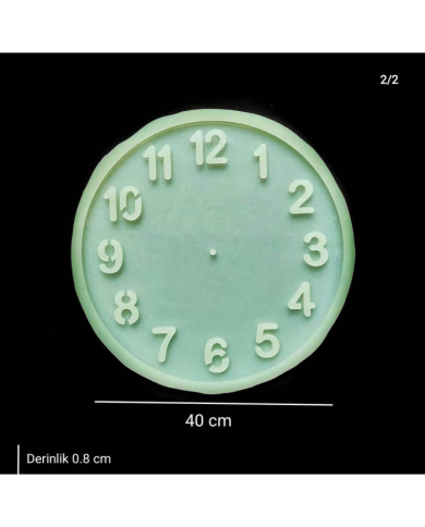 Türkçe Rakamlı 40 Cm Saat Kalıbı - Hobi Silikon Kalıbı