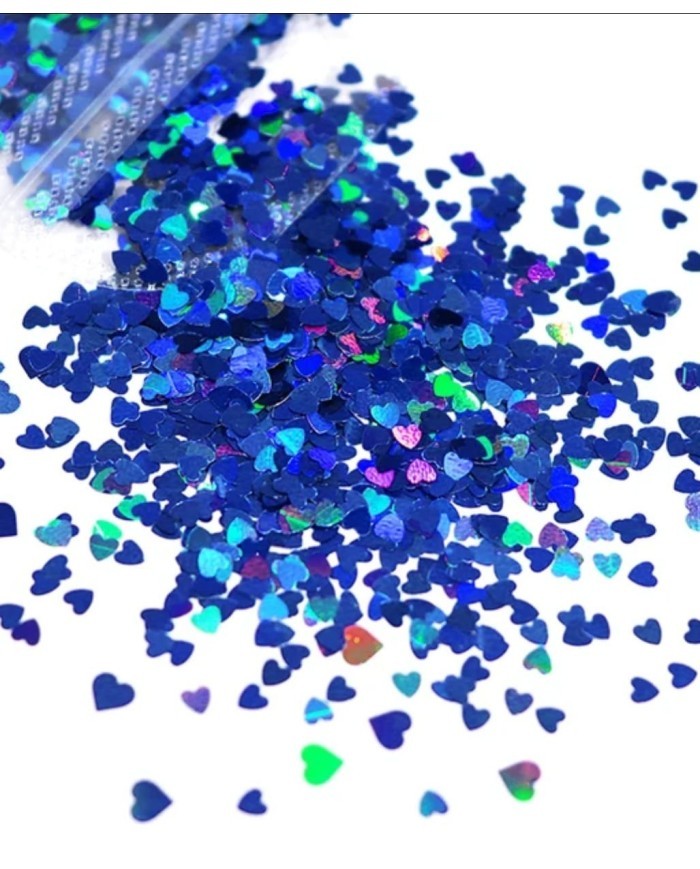 Epoksi Süsleme Glitter Pul Kalp Saks Mavi - 5 gr