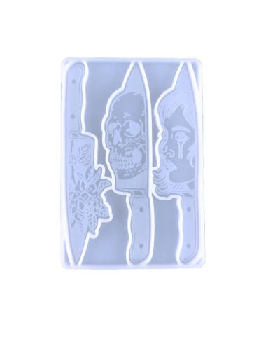 Kafatası, Bıçak ve Çiçek Şekilli Reçine Epoksi Hobi Silikon Kalıp - Kod: 1098