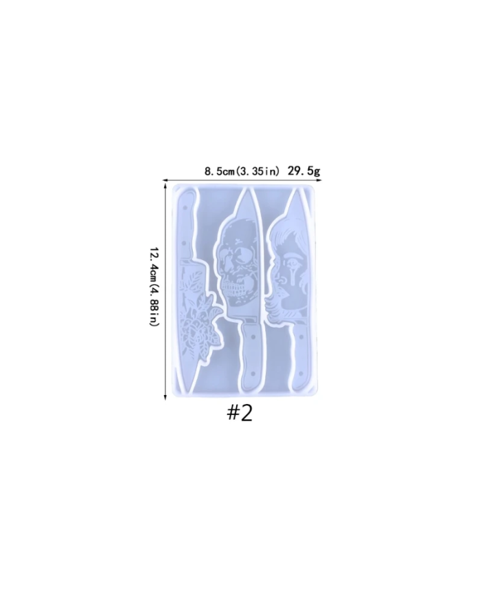 Kafatası, Bıçak ve Çiçek Şekilli Reçine Epoksi Hobi Silikon Kalıp - Kod: 1098