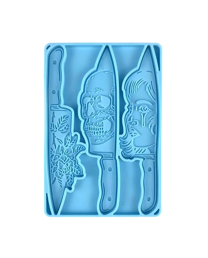 Kafatası, Bıçak ve Çiçek Şekilli Reçine Epoksi Hobi Silikon Kalıp - Kod: 1098