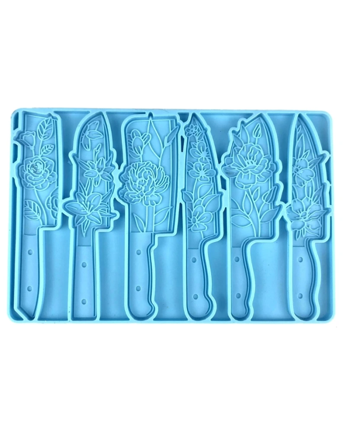 Bıçak ve Çiçek Şekilli Reçine Epoksi Hobi Silikon Kalıp - Kod: 1099