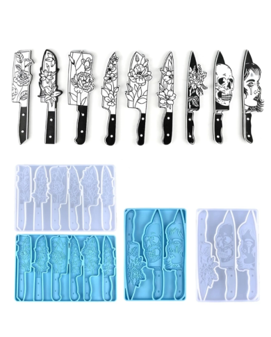 Bıçak ve Çiçek Şekilli Reçine Epoksi Hobi Silikon Kalıp - Kod: 1099