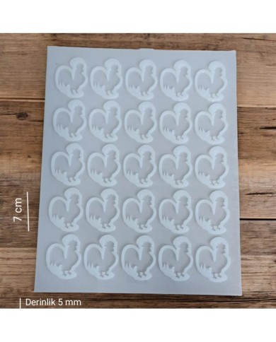 Denizli Horozu Modeli - Magnet Epoksi Beton Silikon Kalıp ( 25'li )