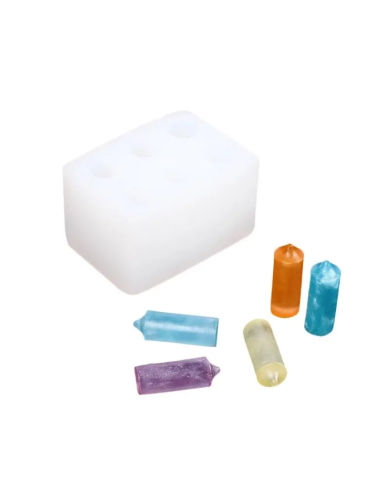 6 lı Kore Tarzı Mum Kalıbı - Hobi Silikon Kalıbı - Kod: 1201