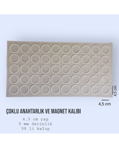 50'li Yuvarlak Anahtarlık ve Magnet Silikon Kalıbı 1.kalite