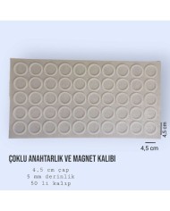 50'li 4,5 cm Yuvarlak Anahtarlık ve Magnet Silikon Kalıbı 1.kalite
