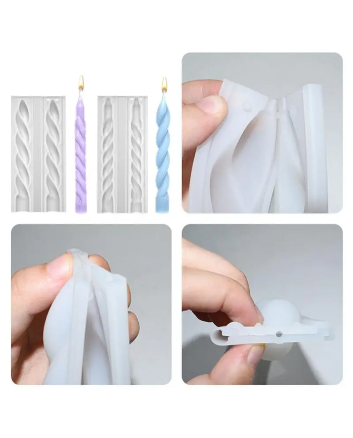 Pimli Örgü Şamdan Mum Kalıbı - Hobi Silikon Kalıbı -Kod:1255F