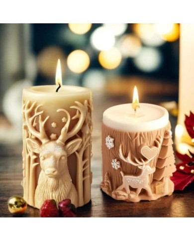 Geyik Çam Ağaçlı Model Mum Beton Silikon Kalıp Kod 539c