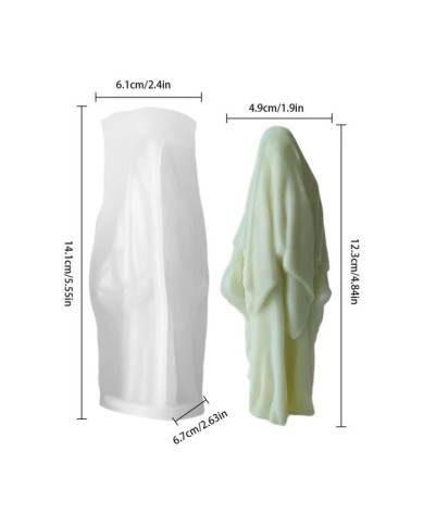 Pelerinli Büyücü Çarşaflı Kadın Cadılar Bayramı Mum Kalıbı - Hobi Silikon Kalıbı -Kod:1218