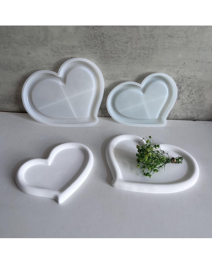 Kalp Terazzo Bardak Altı Mini Tepsi Reçine Epoksi ve Beton Kalıbı - Kod:1278