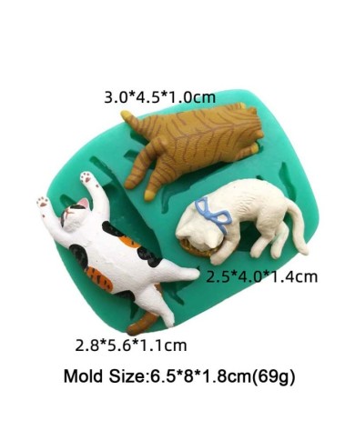 3D Şirin Kediler Silikon Reçine Epoksi Silikon Mum Kalıbı - Kod:M7