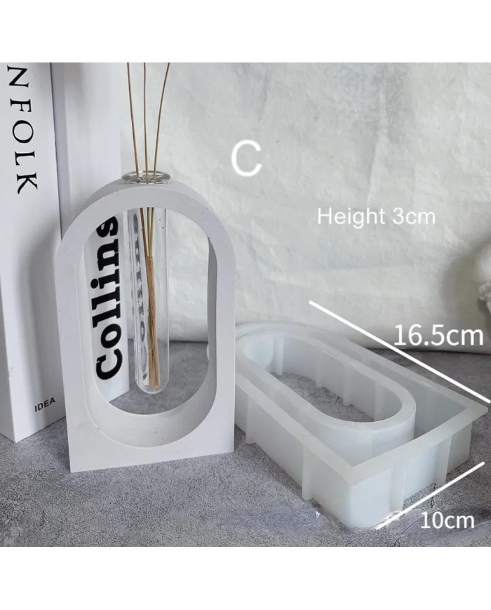 Oval İçi Boş Beton Saksı Kalıbı - Hobi Silikon Kalıbı -Kod:511