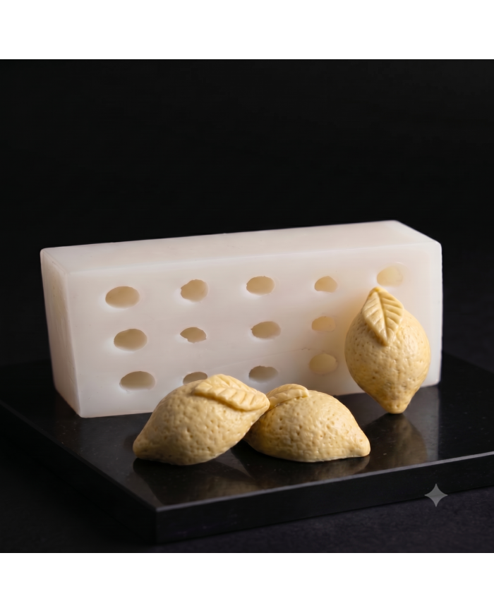 Gerçekçi Limon Şekilli Silikon Pasta, Çikolata ve Sabun Kalıbı - 12 Bölmeli