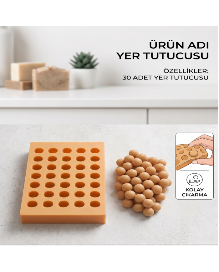 Silikon Üzüm Kalıbı Asimetrik 30'lu Salkım Sabun ve Kokulu Taş Kalıbı