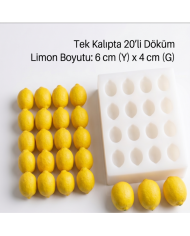 20'li İri Boy Limon Silikon Kalıp (6x4 cm) - Sabun, Mum ve Kokulu Taş Kalıbı