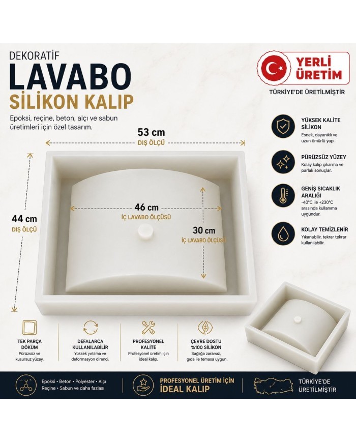 DÖRTGEN LAVABO SİLİKON MOLD KALIP