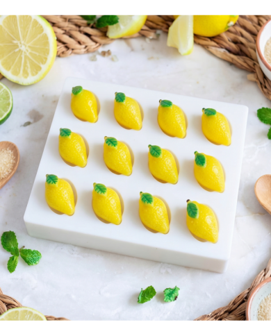 12'li Yapraklı Limon Tasarımlı Silikon Kalıp  – Doğal Sabun, Mum ve Butik Tatlı Kalıbı