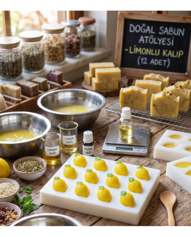 12'li Yapraklı Limon Tasarımlı Silikon Kalıp  – Doğal Sabun, Mum ve Butik Tatlı Kalıbı