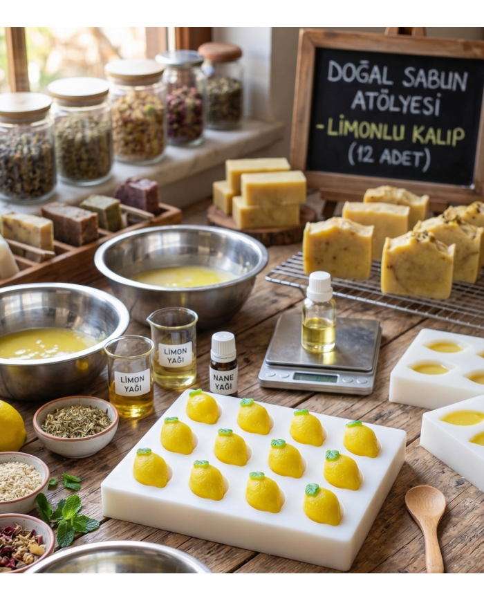 12'li Yapraklı Limon Tasarımlı Silikon Kalıp  – Doğal Sabun, Mum ve Butik Tatlı Kalıbı